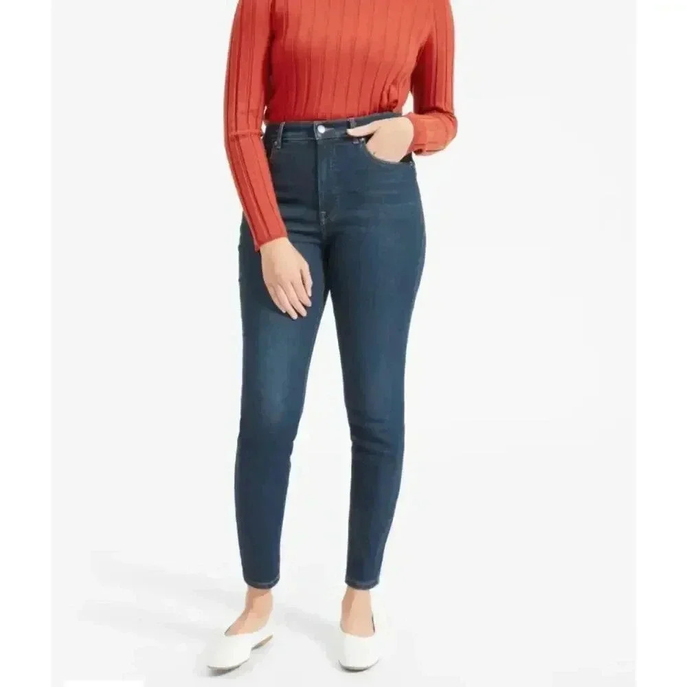 Everlane The Authentic Stretch High-Rise  Ankle Skinny Dark Wash Jean Size 29 - Picture 2 of 11